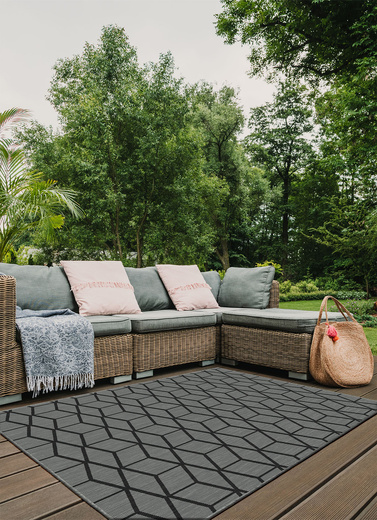 Dywan Dwustronny Sznurkowy Brussels 205178/11020 night Night Antracyt Szary Romby Outdoor