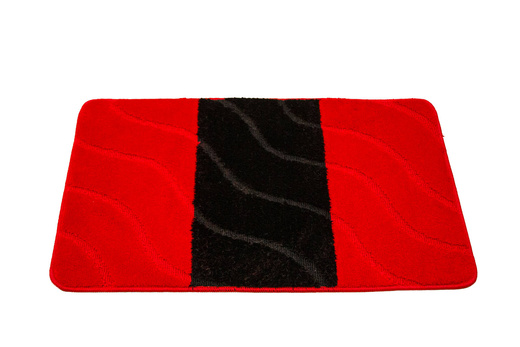 Komplet 3-częściowy Łazienkowy Fiori Red Czerwony Czarny Pasy Fale