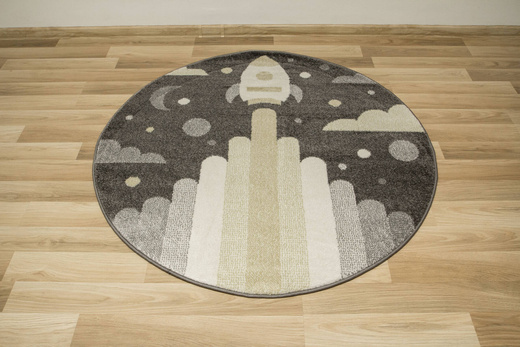 Okrągły Dywan Lima G756A d.grey/cream Rakieta Szary żółty Krem