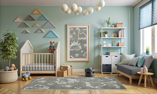 Dywan Dziecięcy Lima C879A l.grey/cream Dinozaury Szary Krem