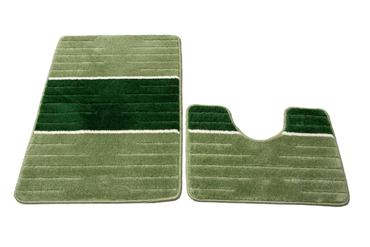 Komplet 2-częściowy Łazienkowy Como Green Zieleń Krem Pasy