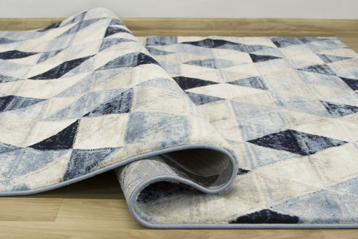 Dywan Victoria 9592A blue/beige Trójkąty Niebieski Krem Beż