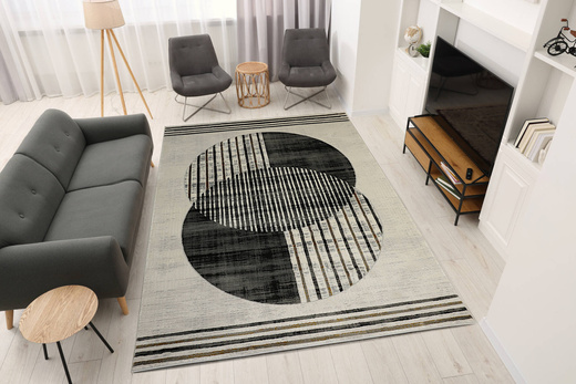 Dywan Verano H538A cream/grey Krem Szary Złoty Okręgi