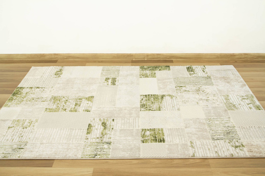 Dywan Home 384 cream/green Beżowy Oliwkowy Krem Kwadraty