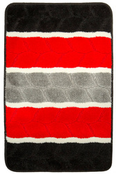 Dywanik Łazienkowy Fano Red Czerwony Szary Paski