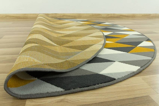 Okrągły Dywan Luna 503652/89915 żółte trójkąty