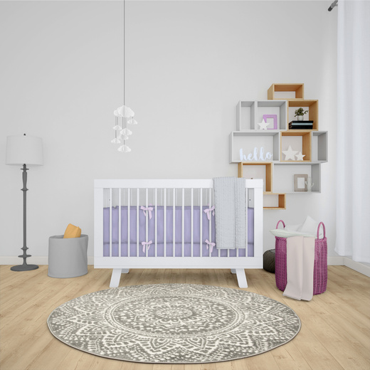 Okrągły Dywan Lima G757A l.grey/white Mandala Szary Krem