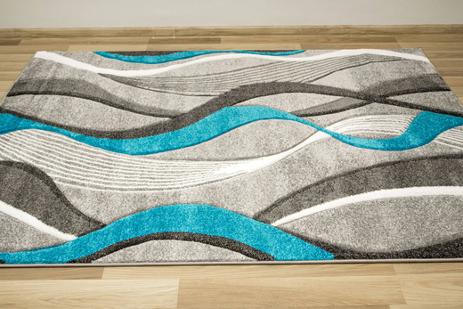 Dywan Amelia B178B grey/turquoise Szary Turkusowy Wstęgi Fale