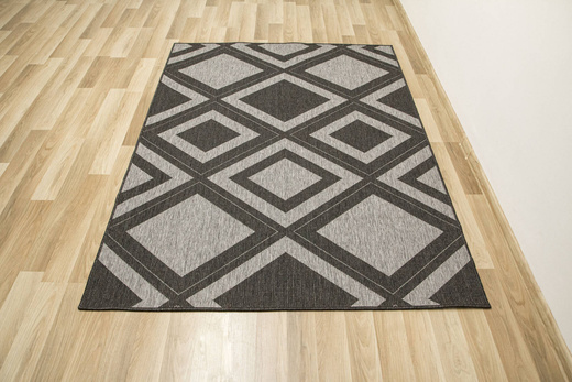 Dywan Dwustronny Sznurkowy Brussels 205386/11010 n.silver Antracyt Szary Romby Outdoor