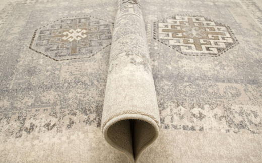 Wełniany Dywilan Moon Ashan Silver Ornament Szary Niebieski