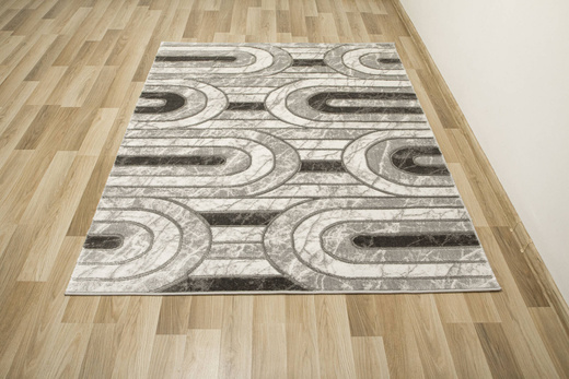 Dywan Felix 9304A grey/grey Lśniący Marmur Srebrzysty Szary Półkola Pasy