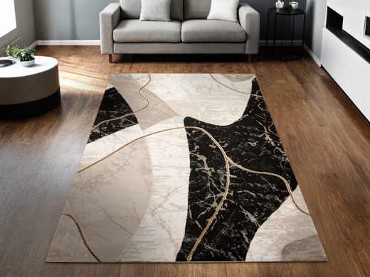 Dywan Kashmir KR205S Black/Vizon Marmur Czarny Złoty
