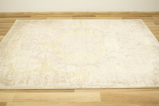 Lśniący Dywan Allora Plus 9435A cream/cream Ornament Krem Beż Złoty