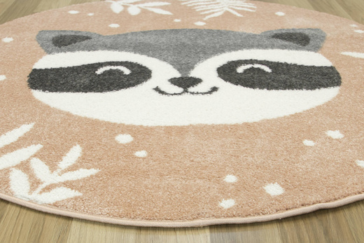 Okrągły Dywan Lima C884A rose/cream Różowy Szary Szop Pracz Listki