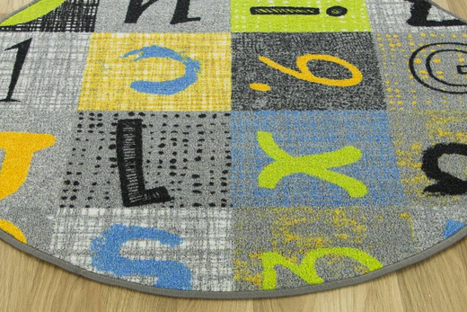 Okrągły Dywan Blackboard druk Koło Literki