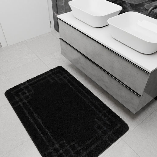 Dywanik Łazienkowy Antypoślizgowy Sego Black Czarny Prostokąty Mozaika
