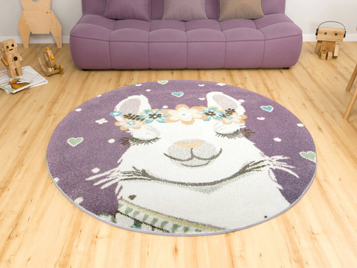 Okrągły Dywan Lima C882B lila/cream Fiolet Krem Lama