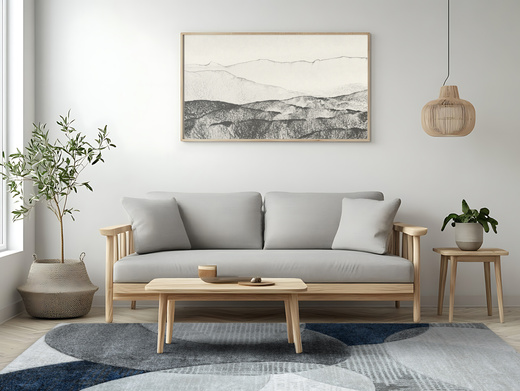 Dywan Kandy N390A N390A l.grey/navy Szary Granatowy Elipsy Fryz