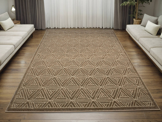 Dywan Teno F0336 Brown Geometria Trójkąty Brąz Beż