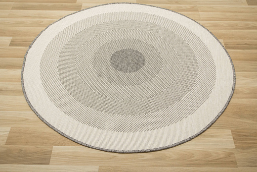Okrągły Dwustronny Dywan Sznurkowy Brussels 205195/10010 Silver Szary Krem Koła Outdoor