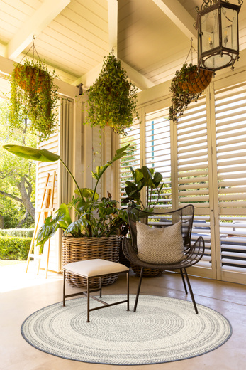 Okrągły Dwustronny Dywan Sznurkowy Brussels 205670/10310 ocean Ocean Niebieski Krem Outdoor