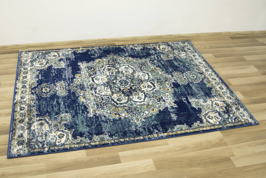 Dywan Victoria 2937D d.blue/blue Ornament Medalion Niebieski Turkus Żółty