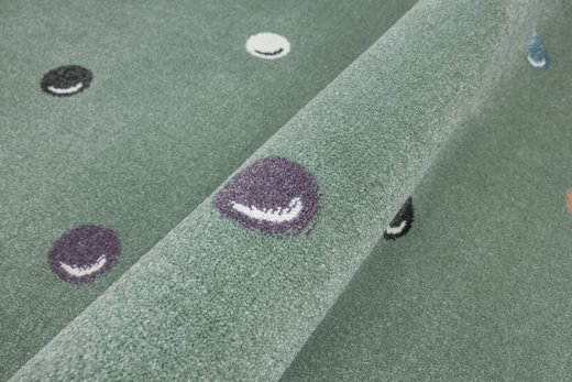 Wykładzina Dziecięca Lima C275b green/cream Zieleń Kropki Bańki szerokość 4 m