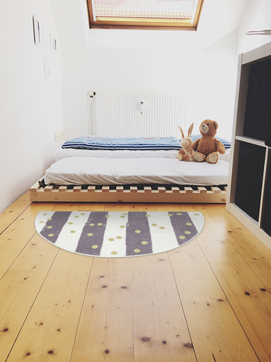 Dywan Półokrągły Dziecięcy Lima M044A cream/lila Fiolet Krem Zloty Paski