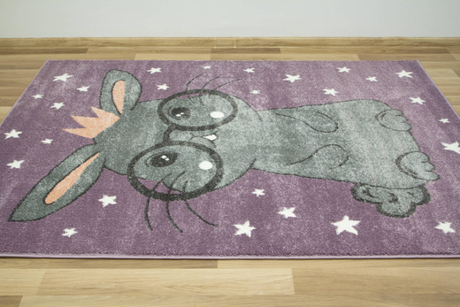 Dywan Dziecięcy Lima 9377C lila/l.grey Fiolet Szary Króliczek w Okularach