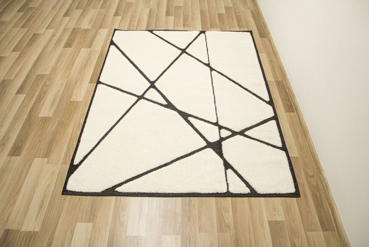 Dywan Shaggy Lula Soft IM85A Black/Bone Trójkąty Krem Czarny
