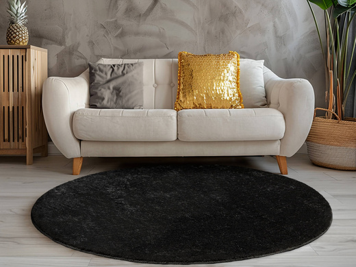 Dywan Okrągły Shaggy Antypoślizgowy Malmo Czarny