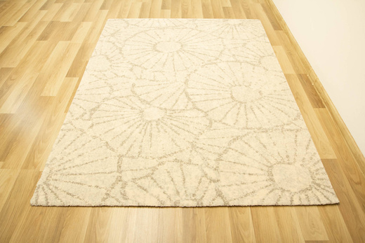 Wełniany Dywan Tempo Natural-B Abby Jasny Szary Kwiaty