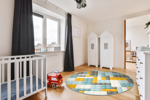 Okrągły Kolorowy Dywan Dziecięcy Klocki Orange