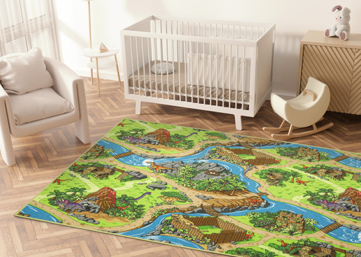 Dywan Dziecięcy Dino Wioska Dinozaurów