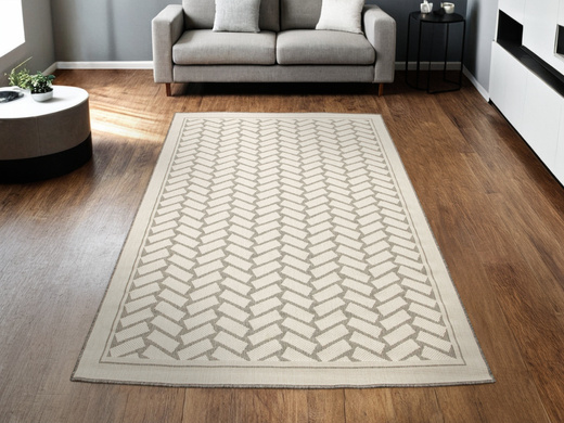 Dywan Dwustronny Sznurkowy Brussels 205855/10010 Silver Szary Krem Cegiełki Jodełka Outdoor