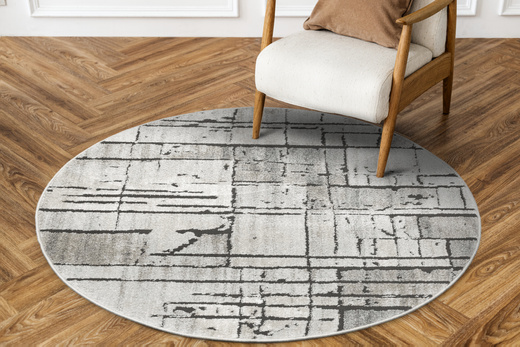 Dywan Okrągły Matara P157A l.grey/sp.antr Beż Szary Kwadraty