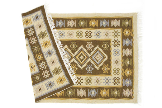 Dwustronny Dywanik Chodniczek Kilim Romby Miód