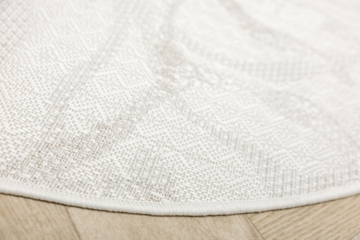 Okrągły Dywan Sznurkowy Haga 04720A l.grey/cream Szary Beż Krem Kwiaty Outdoor