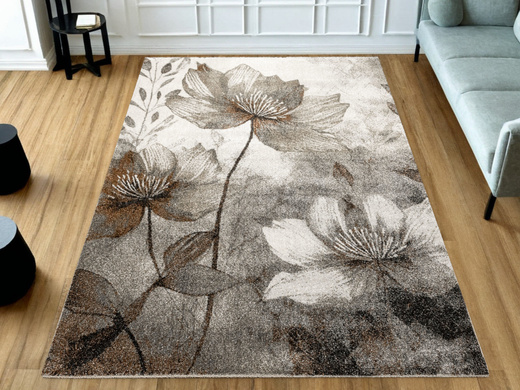 Dywan Ponte N879A l.grey/beige Brąz Szary Kwiaty