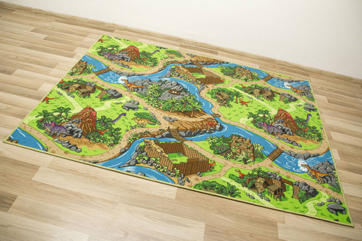 Wykładzina Dziecięca Dino Wioska Dinozaurów na filcu szerokość 4 m