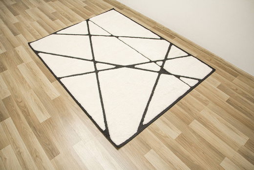 Dywan Shaggy Lula Soft IM85A Black/Bone Trójkąty Krem Czarny