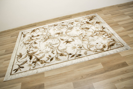 Dywan Modena 5524 l.grey/l.brown Krem Brąz Szary Liście Palm Marmur