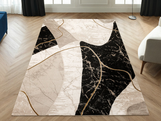 Dywan Kashmir KR205S Black/Vizon Marmur Czarny Złoty