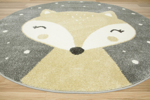 Okrągły Dywan Lima E177A l.grey/yellow Lisek Żółty Szary