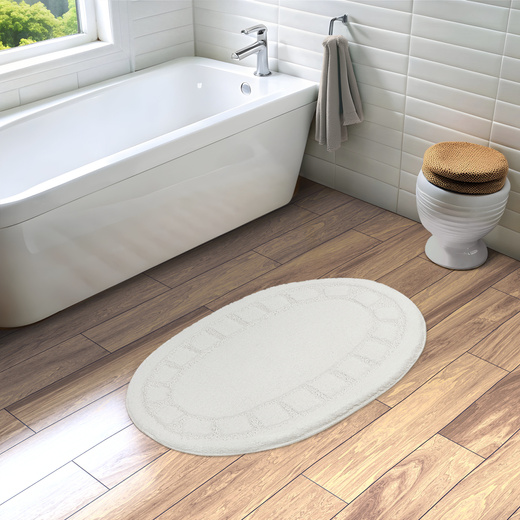 Dywanik Łazienkowy Antypoślizgowy Ocean White Biały Owalny