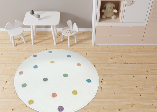 Okrągły Dywan Lima C275A cream/lila Krem Kropki