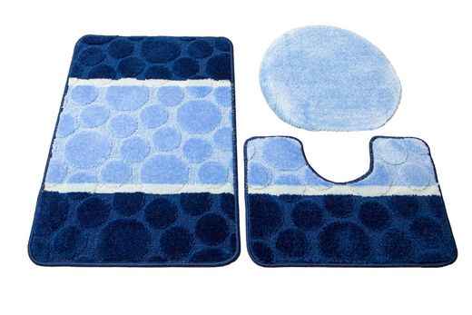 Komplet 3-częściowy Łazienkowy Siena Blue Niebieski Kropki Paski