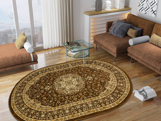 Owalny Dywan Super Rose 3619A brown/brown Ornament Brąz Beż Krem