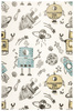 Dywan Dziecięcy Lima G931A cream/d.grey Pastelowy Krem Turkus Roboty Rakiety Kosmos