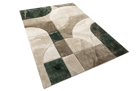Dywan Kandy N412A l.beige/emeral Butelkowa Zieleń Beż Fryz